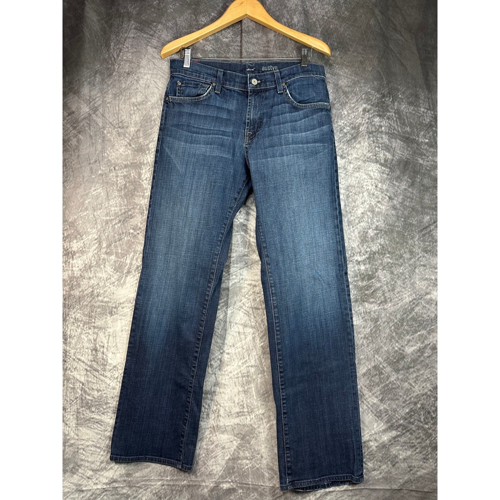 7 For All Mankind Austyn Jeans Womens 33 x 32 Blue Relaxed Straight Stretch